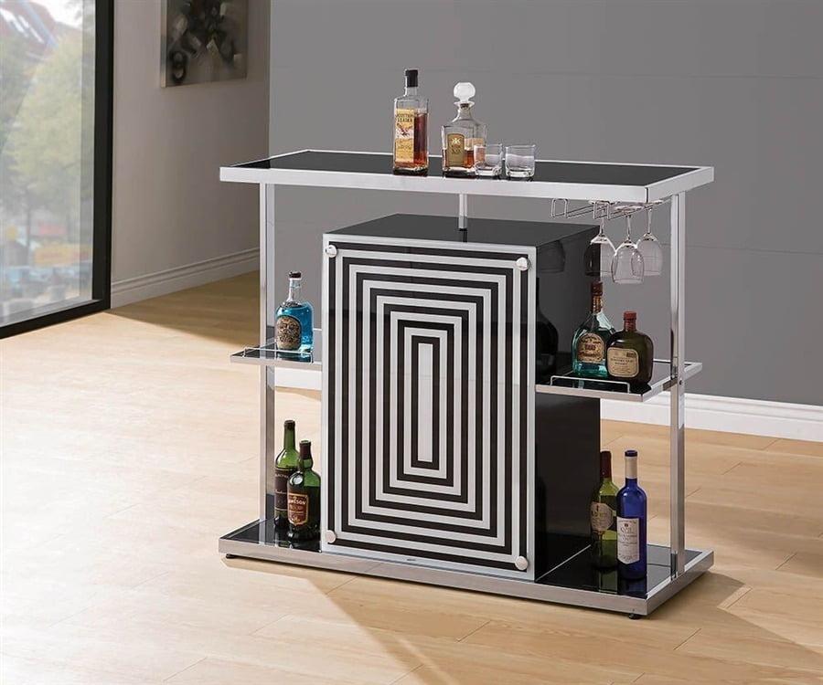 Glossy Black and White 2-Tier Metal Bar Unit