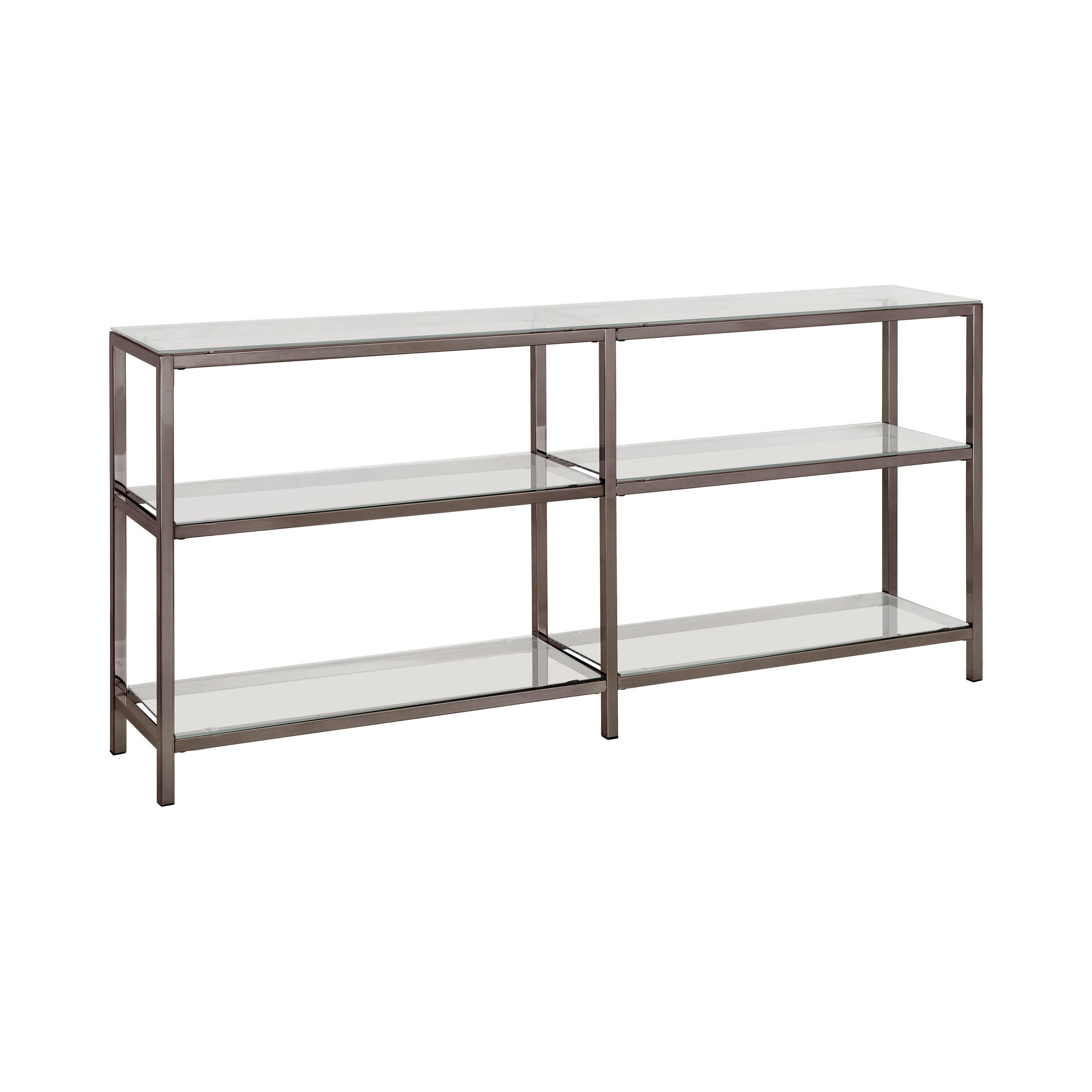 26.75" Contemporary 3 Shelf Console Bookcase with Glass Shelves Black Nickel - Coaster