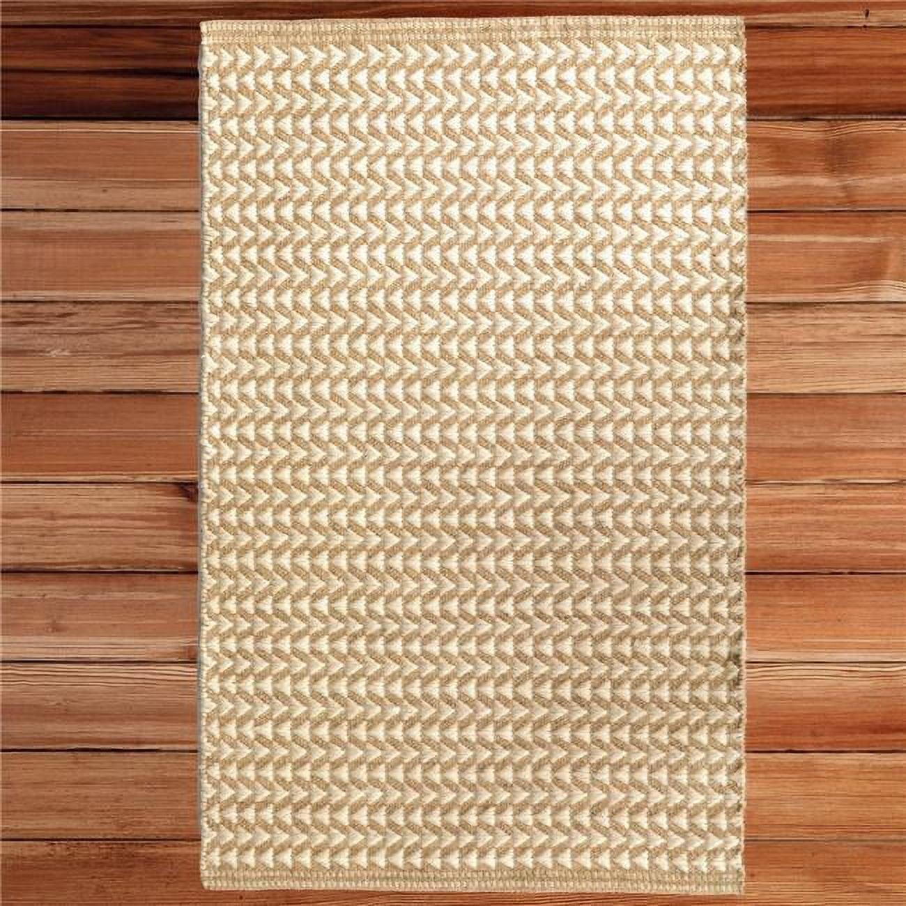 2 x 3 ft. Hand Woven Geometric Wool Flatweave Kilim Rug, Beige & White - Rectangle