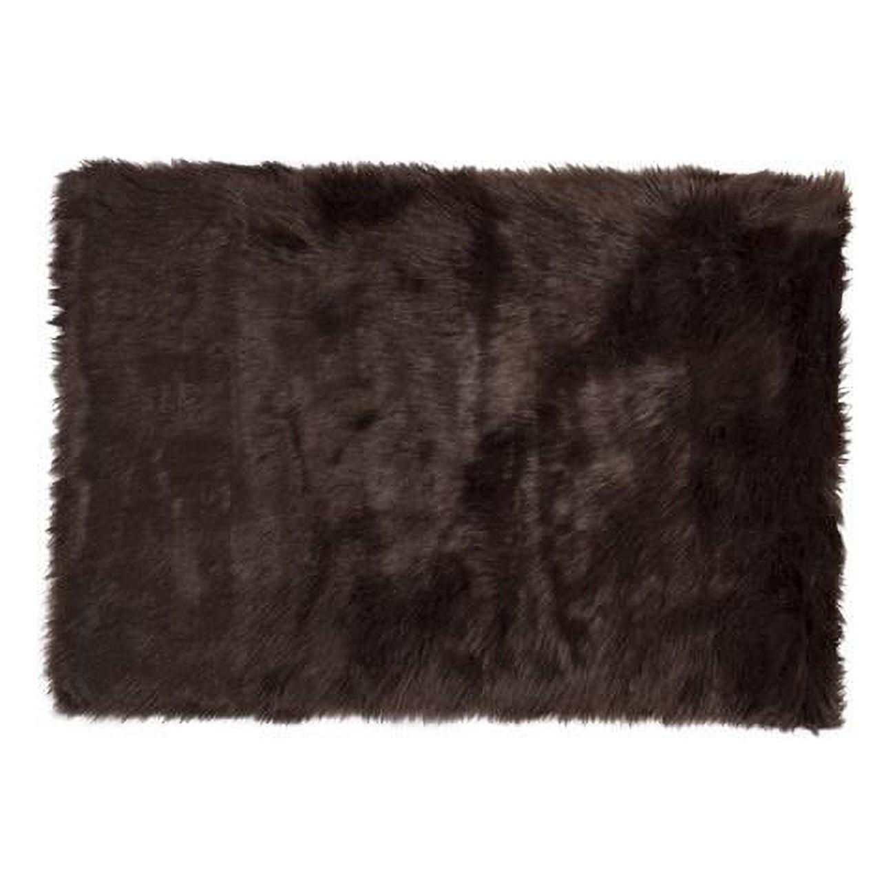 Chocolate Shag Faux Sheepskin Rectangular Rug 2' x 3'