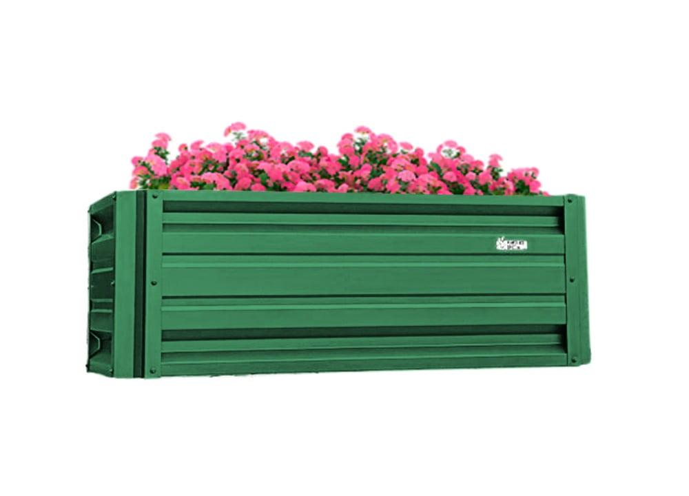 Emerald Green Rectangular Metal Raised Garden Bed with 18" High Walls