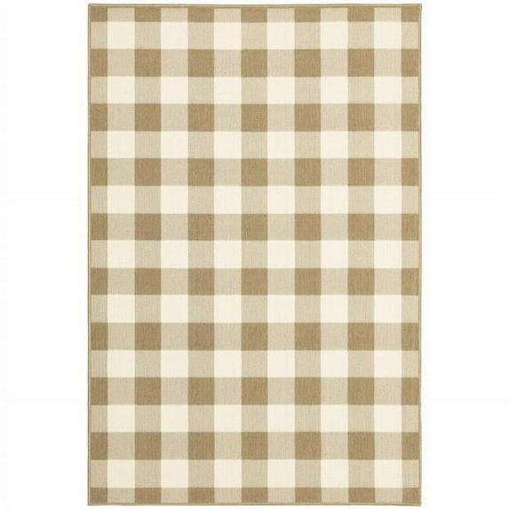2 x 4 ft. Tan Geometric Stain Resistant Indoor & Outdoor Rectangle Area Rug - Tan - 2 x 4 ft.