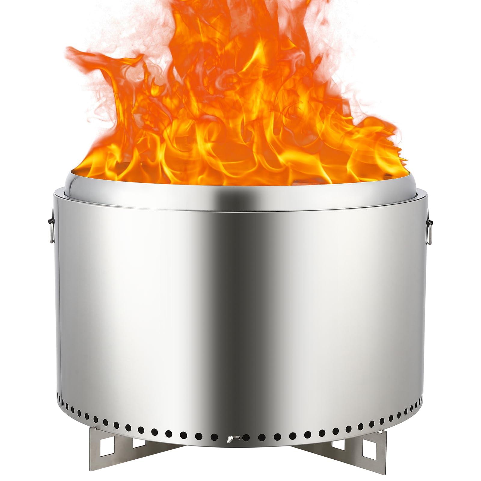 20.5 Inch Stainless Steel Smokeless Fire Pit with Handle