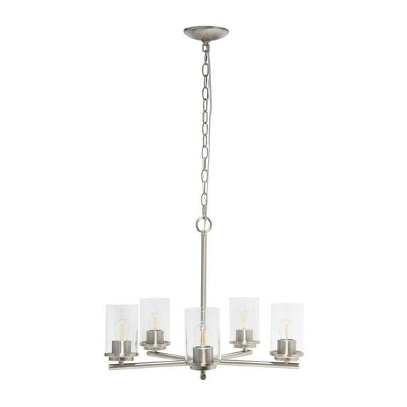 20.5" Traditional 5-Light Metal And Clear Glass Kitchen Island Foyer Hallway Dining Room Hanging Pendant Chandelier,