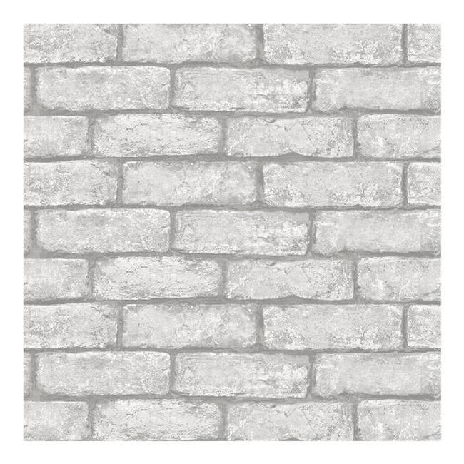 Cambridge 20.5" x 16.5' Grey Brick Peel & Stick Wallpaper