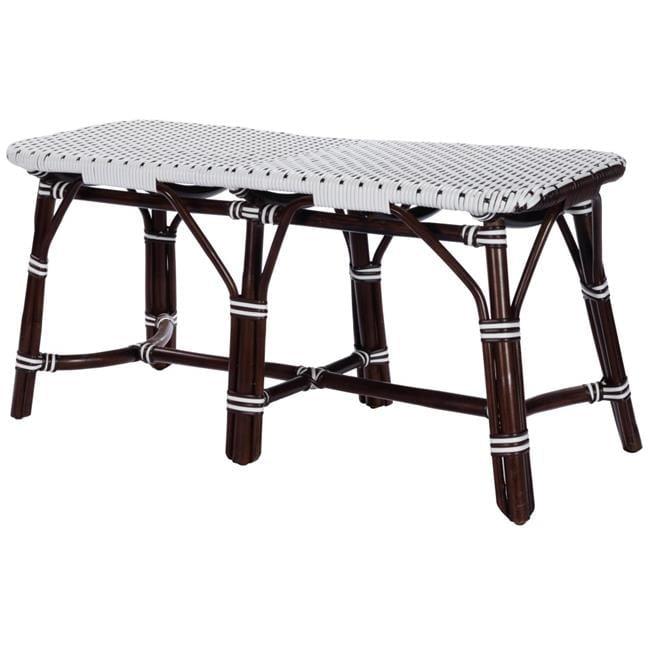 20.5 x 42.5 x 18 in. Dark Brown & White Rattan Bench