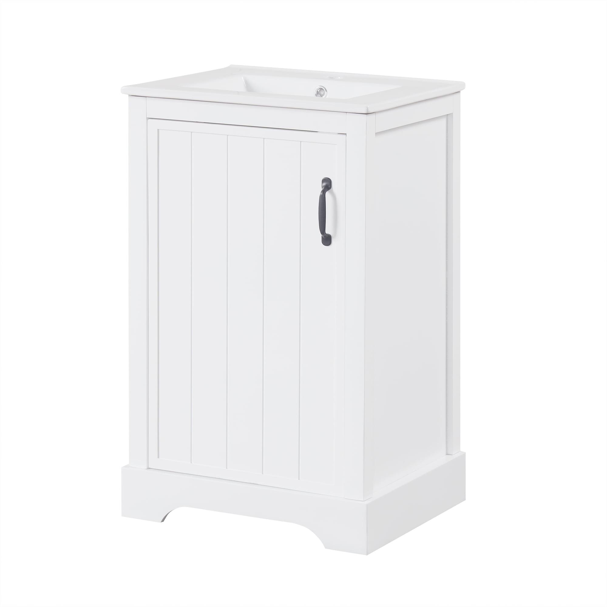 20" White MDF Bathroom Vanity with Ceramic Sink