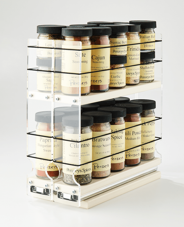 Adjustable 2-Tier Acrylic and Chrome Spice Rack Organizer