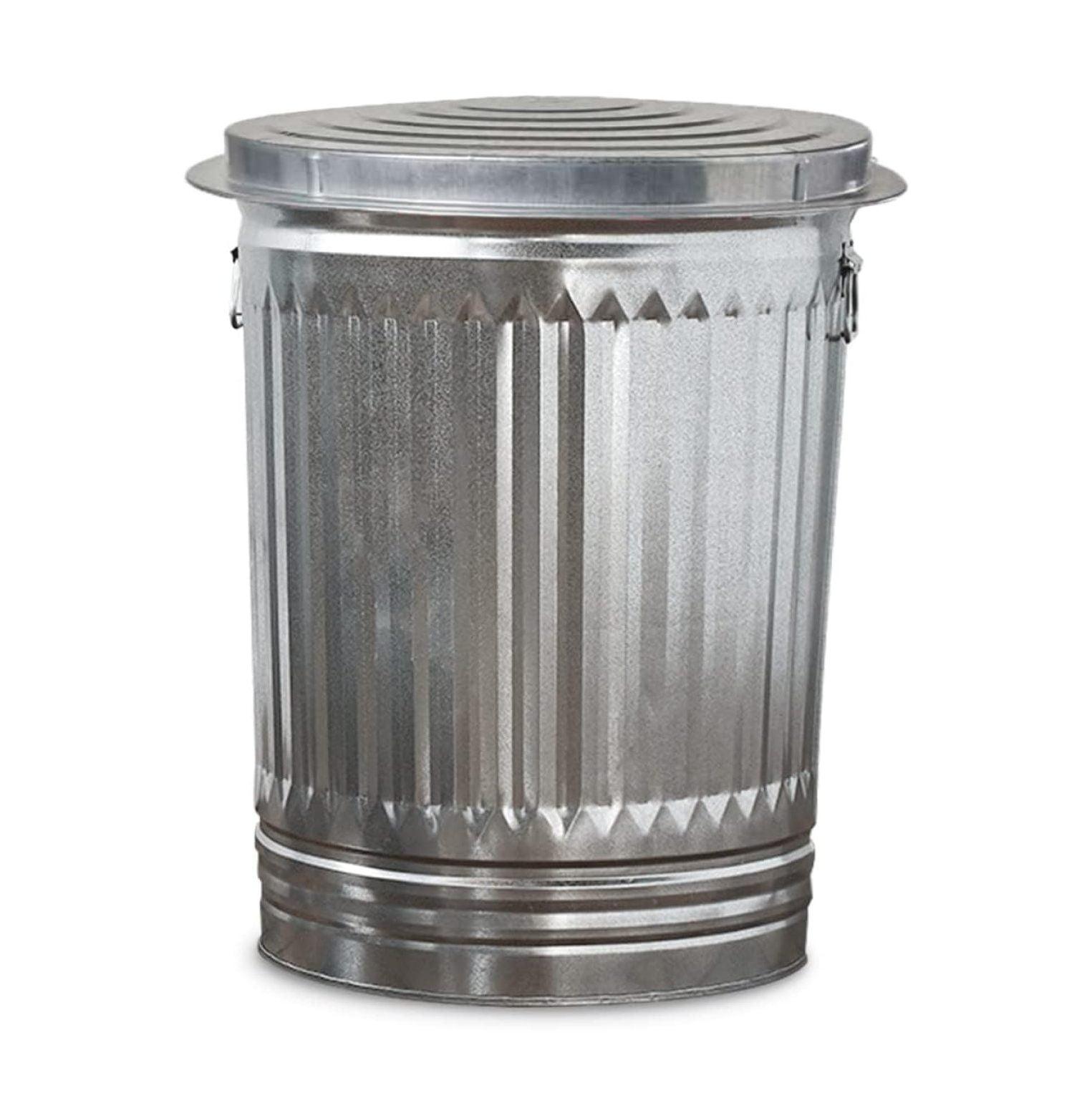 20 Gallon Galvanized Steel Trash Can with Lid, Pre-Galvanized, Silver