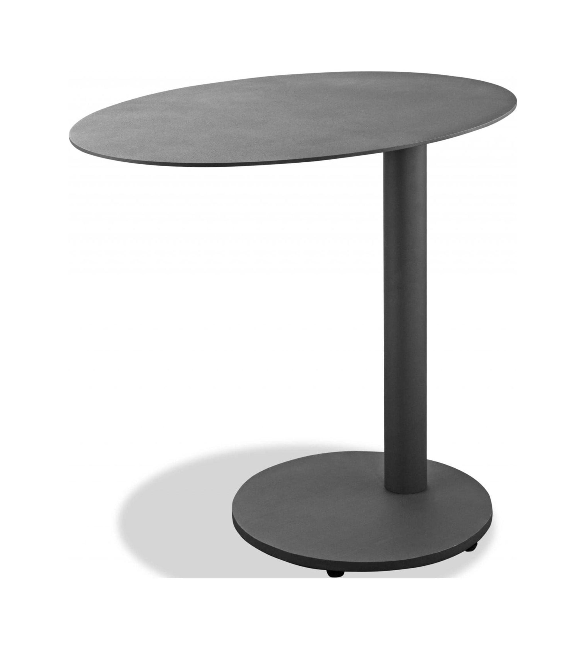 20" Gray Ceramic Tile Round Outdoor Side Table