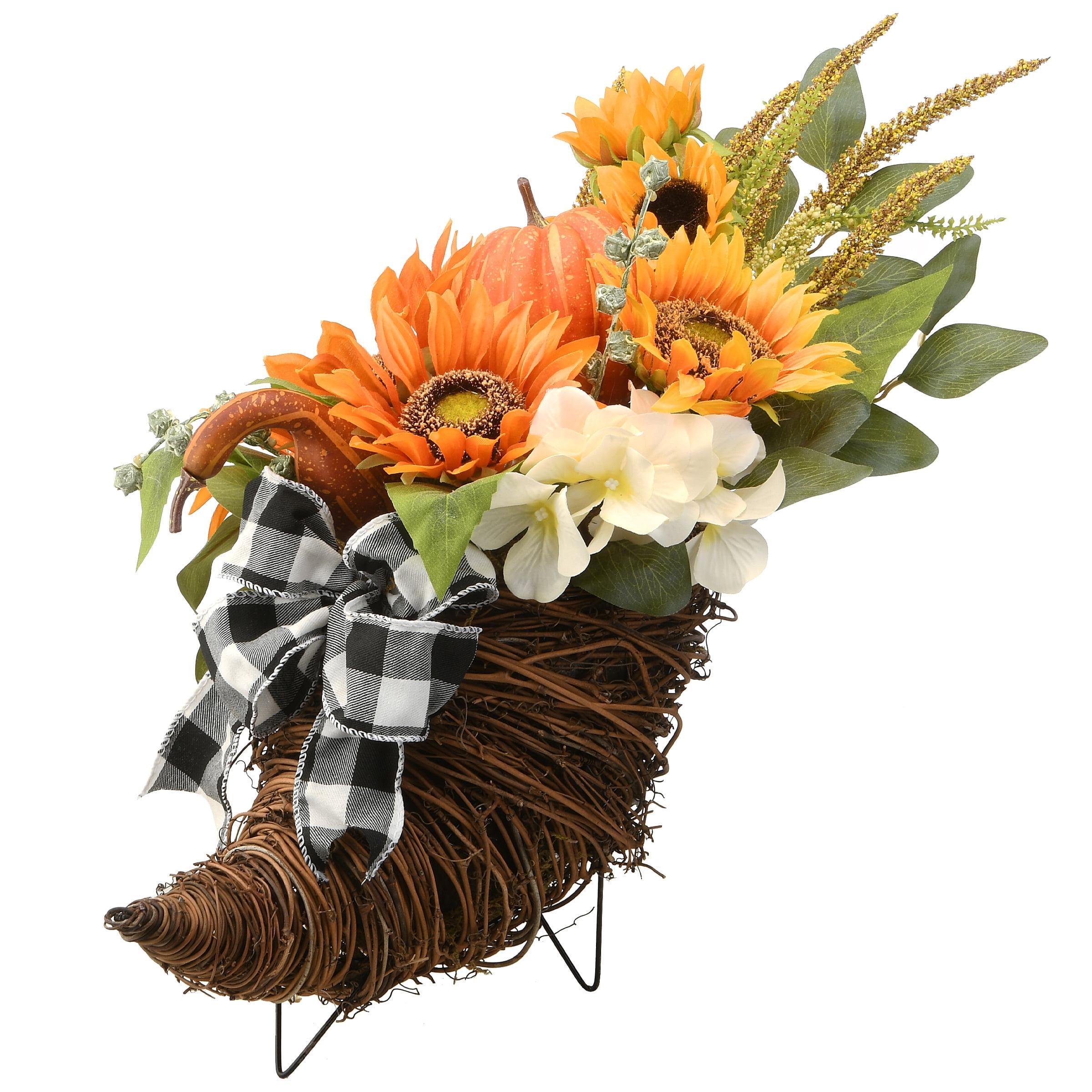 National Tree Company 20" Harvest Sunflower Cornucopia