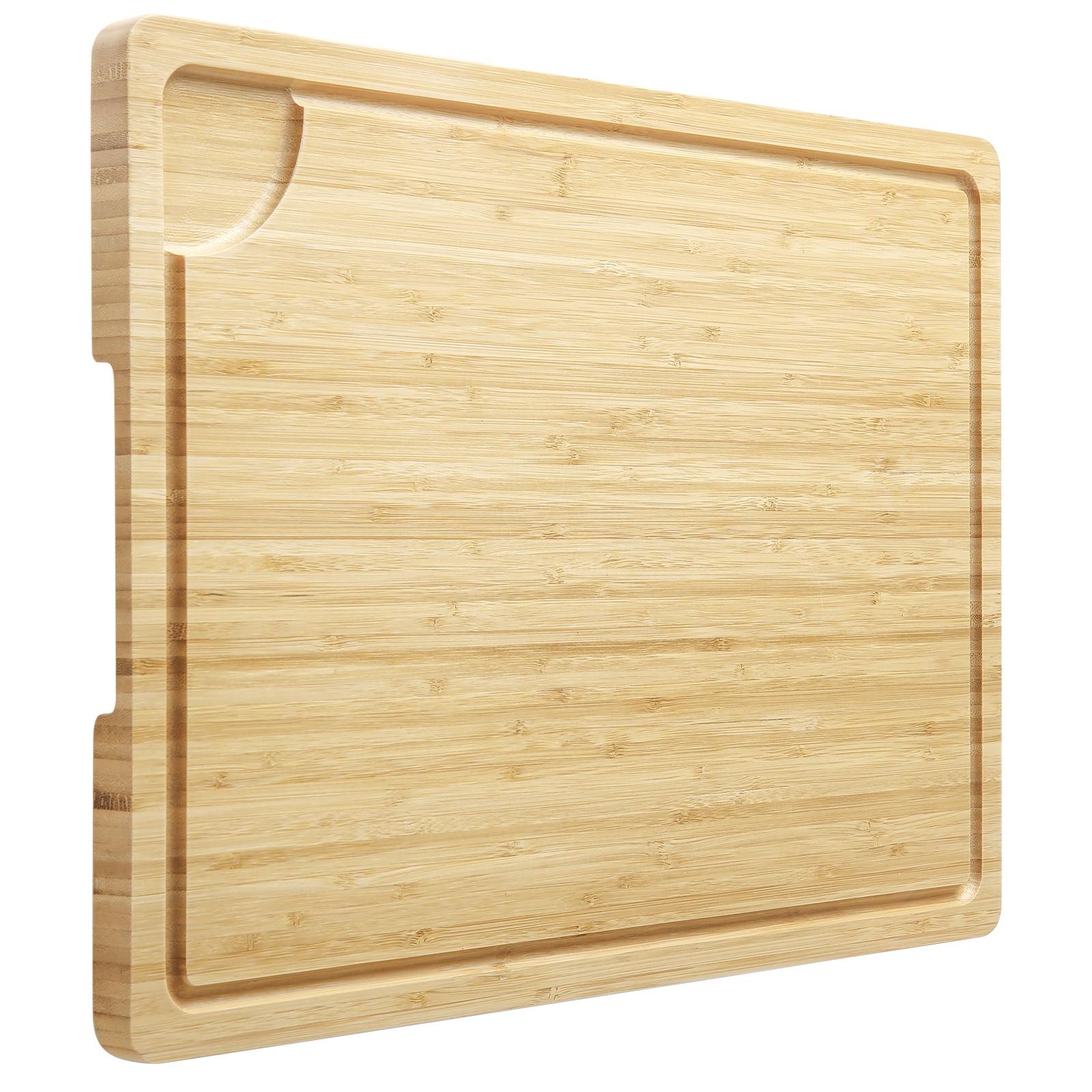 Natural Bamboo 20" x 14" Cutting Board with Handles and Juice Groove