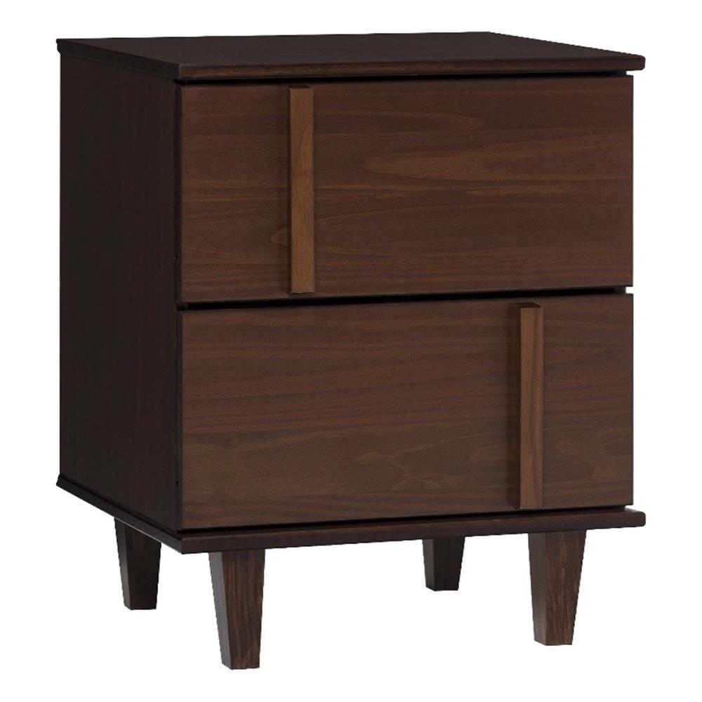 Walnut 2-Drawer Solid Wood Mid-Century Modern Nightstand