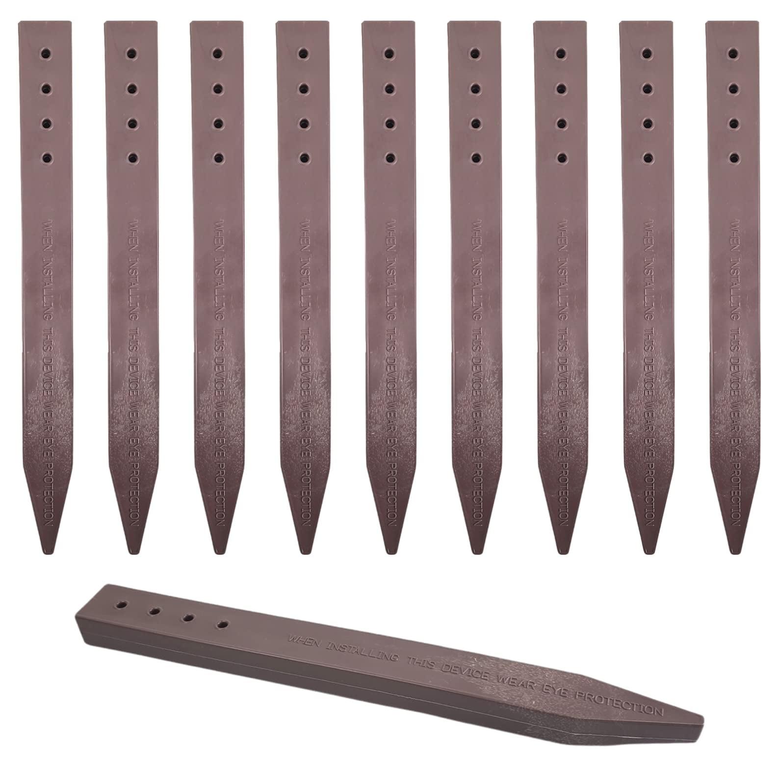 Heavy Duty Brown Recycled Plastic Garden Border Stakes, 12-Inch, 20-Pack