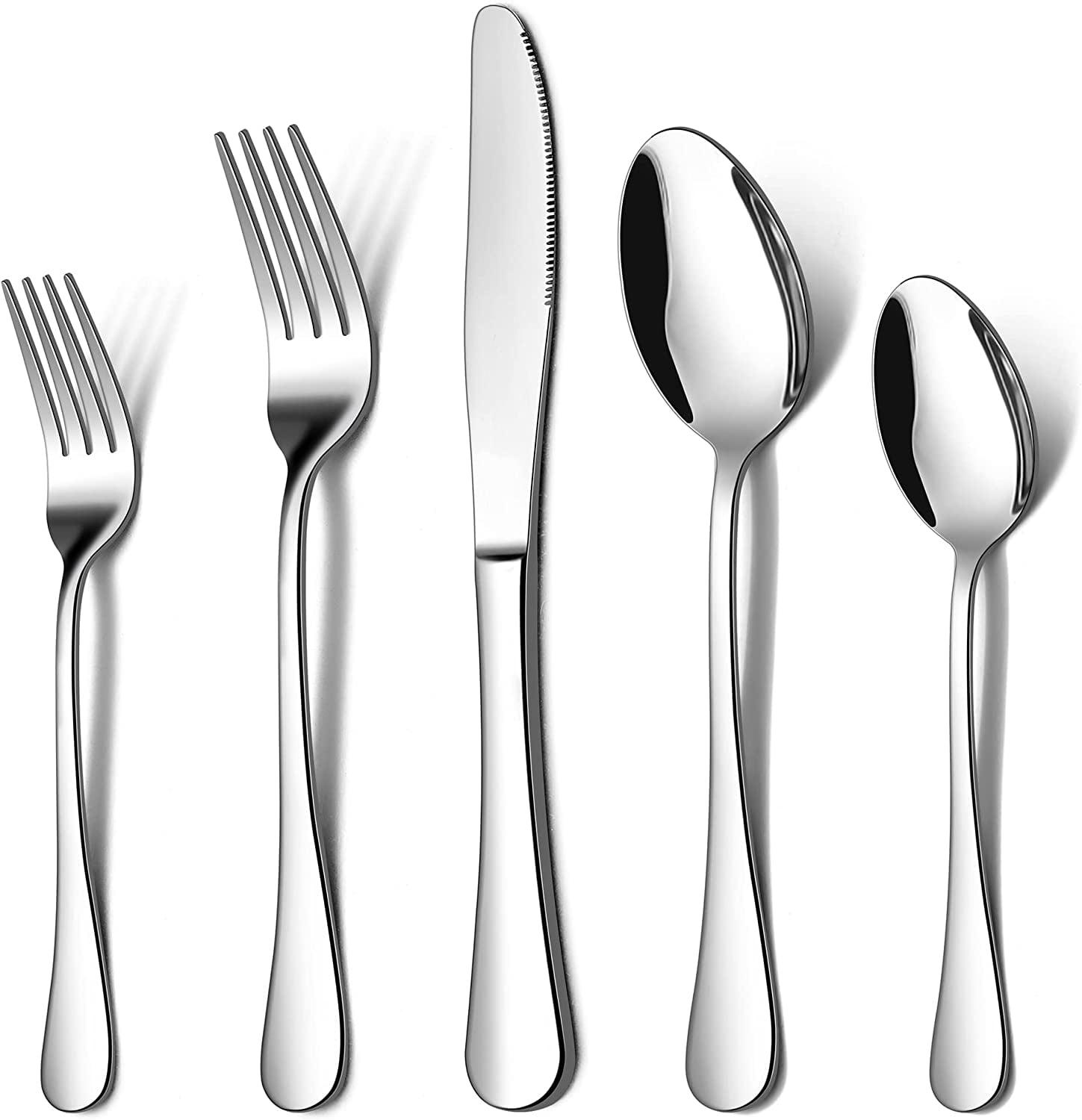 LIANYU 20-Piece Mirror Polished Stainless Steel Flatware Set