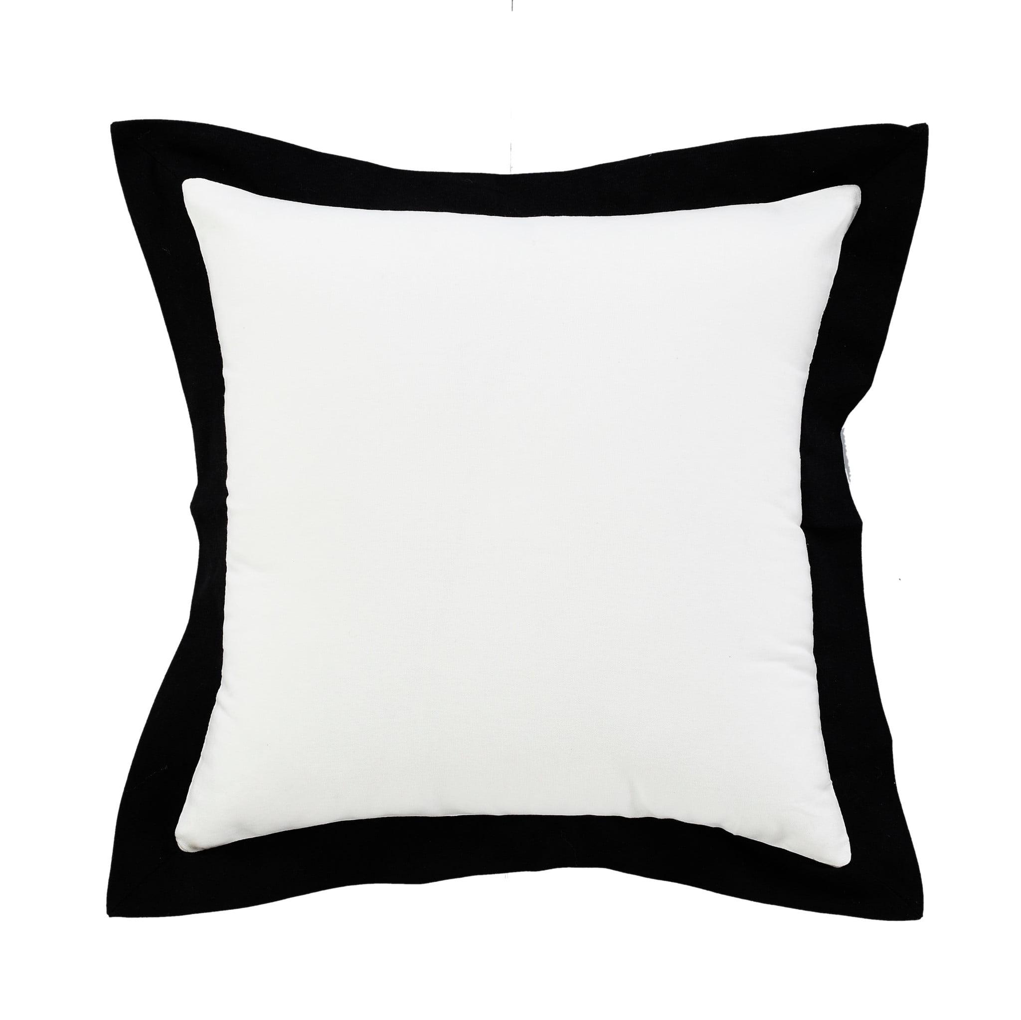 20" Black and White Cotton Geometric Throw Pillow