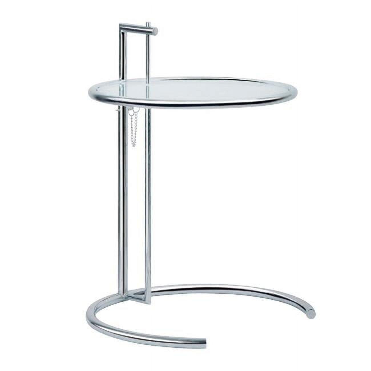 Eileen Adjustable Chrome and Glass Round End Table