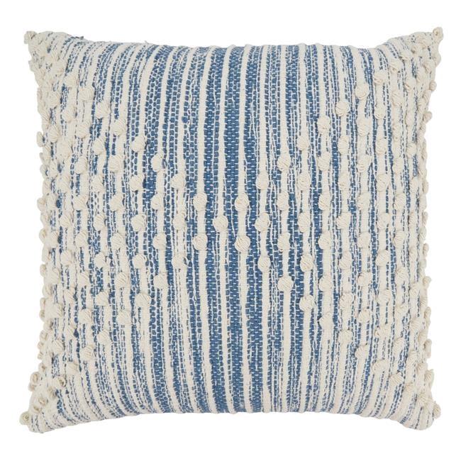 Saro Lifestyle Artisan Woven Stripe Diamond Poly Filled Throw Pillow, Blue, 20"x20"