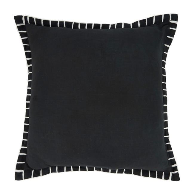 20"x20" Oversize Minimalist Chic Chunky Whip Stitch Poly Filled Square Throw Pillow Black - Saro Lifestyle: Indoor, Cotton, Zipper Closure