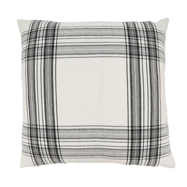 Black and White Plaid Cotton Square Throw Pillow