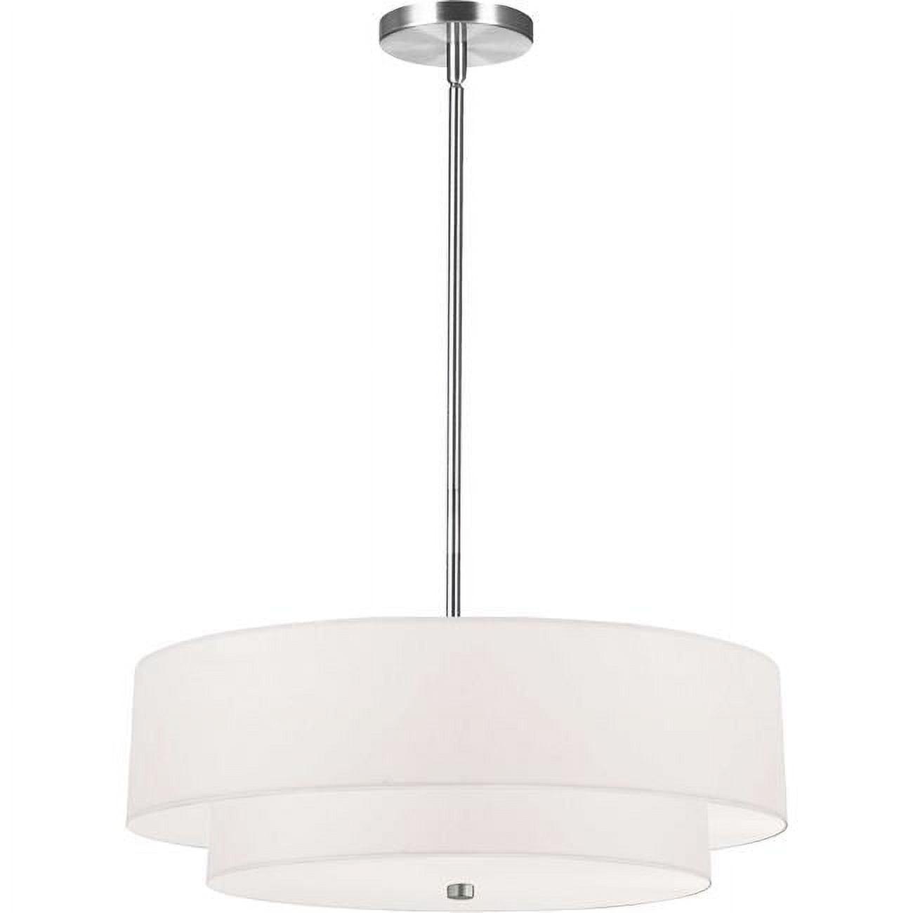 Dainolite  20 in. Everly 4 Light Incandescent 2 Tier Pendant, Polished Chrome with White Shade