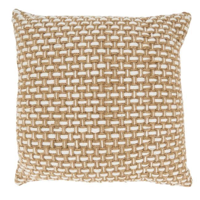 Saro Lifestyle Jute Blend Al Fresco Throw Pillow Cover, Beige, 20"x20"