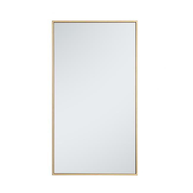 Elegant 20'' Brass Finish Contemporary Rectangular Wood Mirror