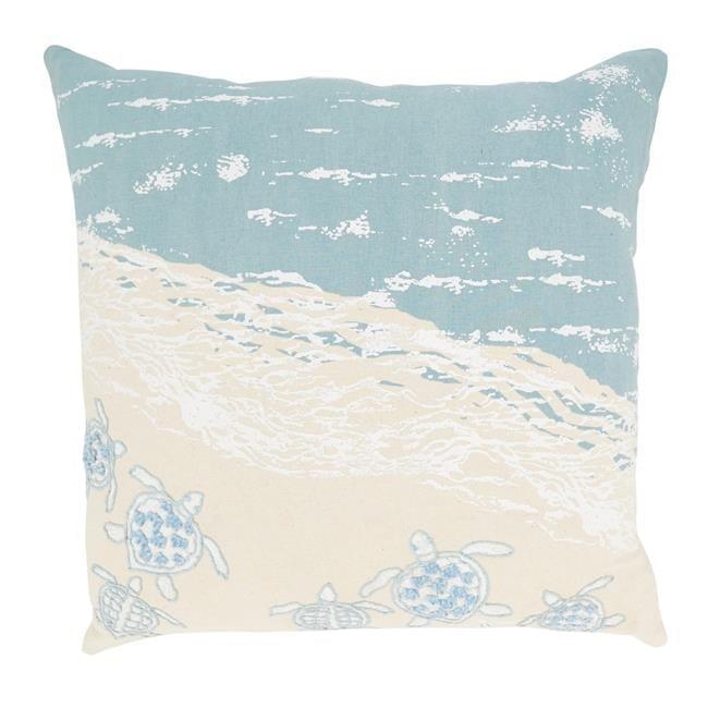 Sandy Shores Sea Turtle Blue Cotton Throw Pillow, 20"x20"