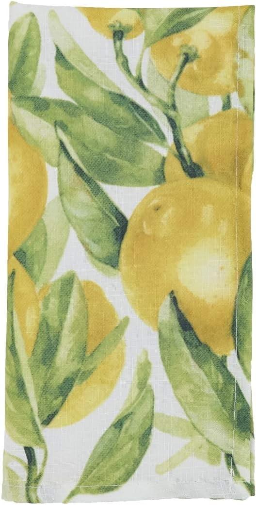 Lemon Print Polyester Square Napkins, Set of 12