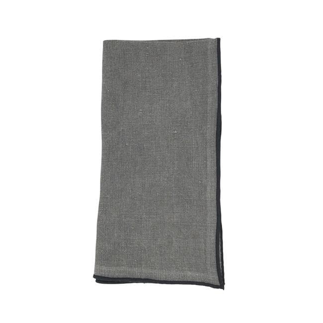 Slate Linen Stonewashed Stitch Border Table Napkins, 20 in, Set of 4