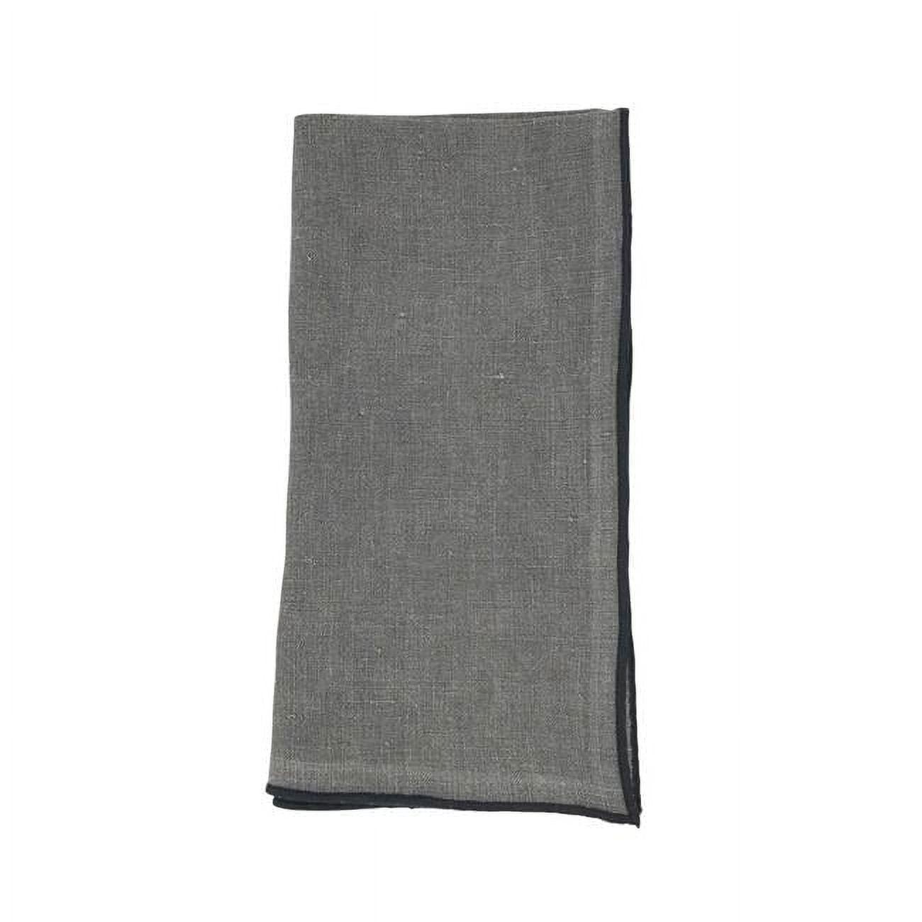 Saro Lifestyle Stitched Border Stonewashed Linen Napkins (Set of 4), Slate, 20" x 20"