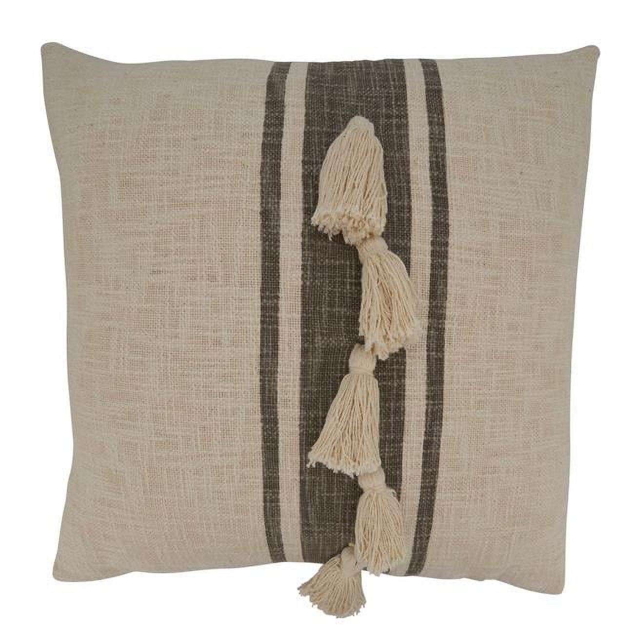 Saro Lifestyle Striped Tassel Throw Pillow With Down Filling