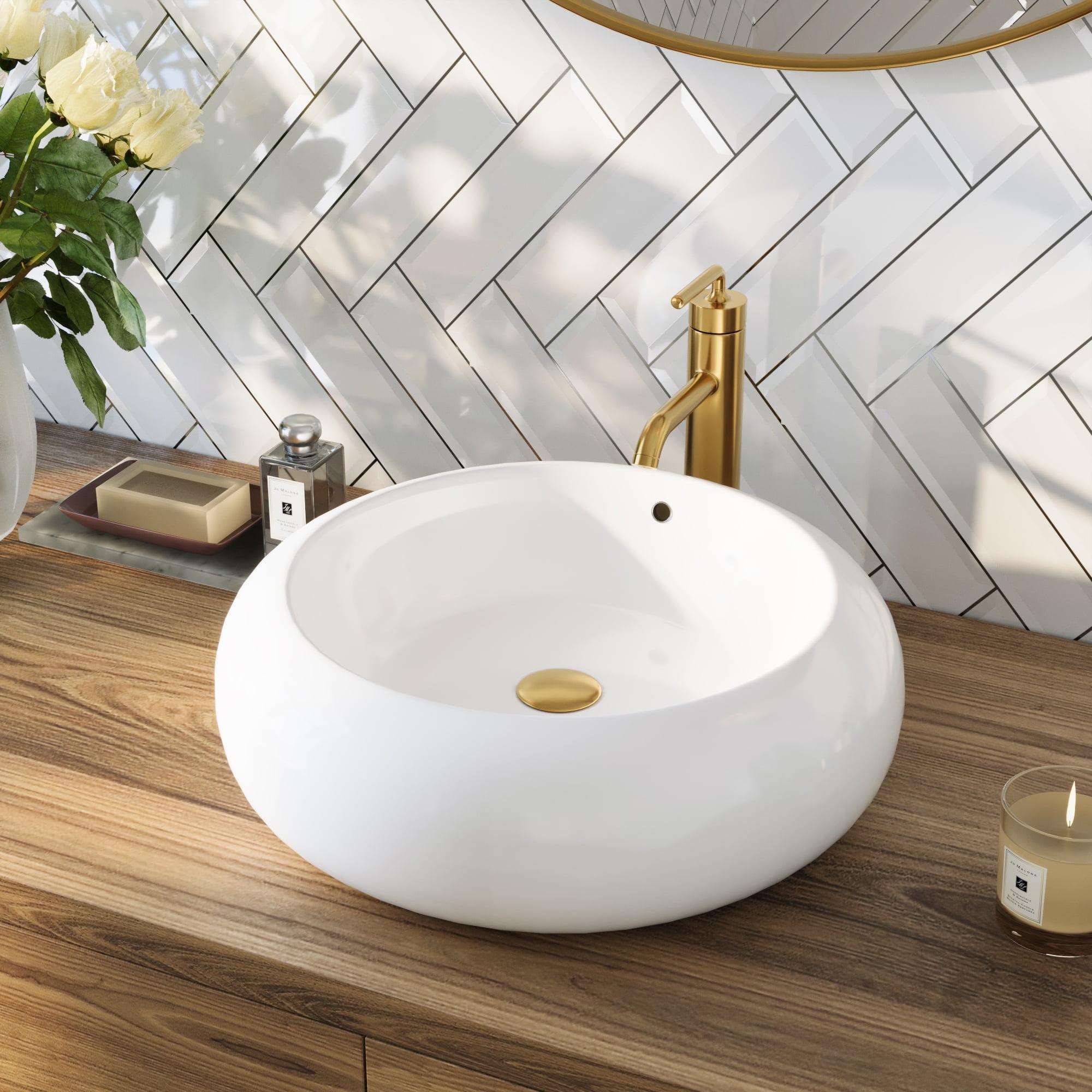 DeerValley 20" Round White Ceramic Vessel Bathroom Sink