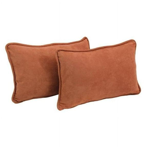 20-inch by 12-inch Double-corded Solid Microsuede Back Support Pillows with Inserts (Set of 2) 9811-CD-S2-MS-SP