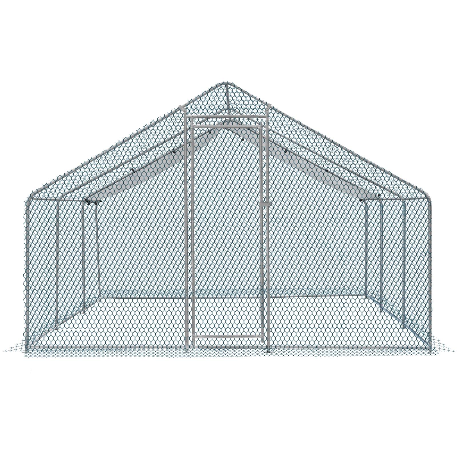 Large Galvanized Steel Chicken Coop with Waterproof Cover