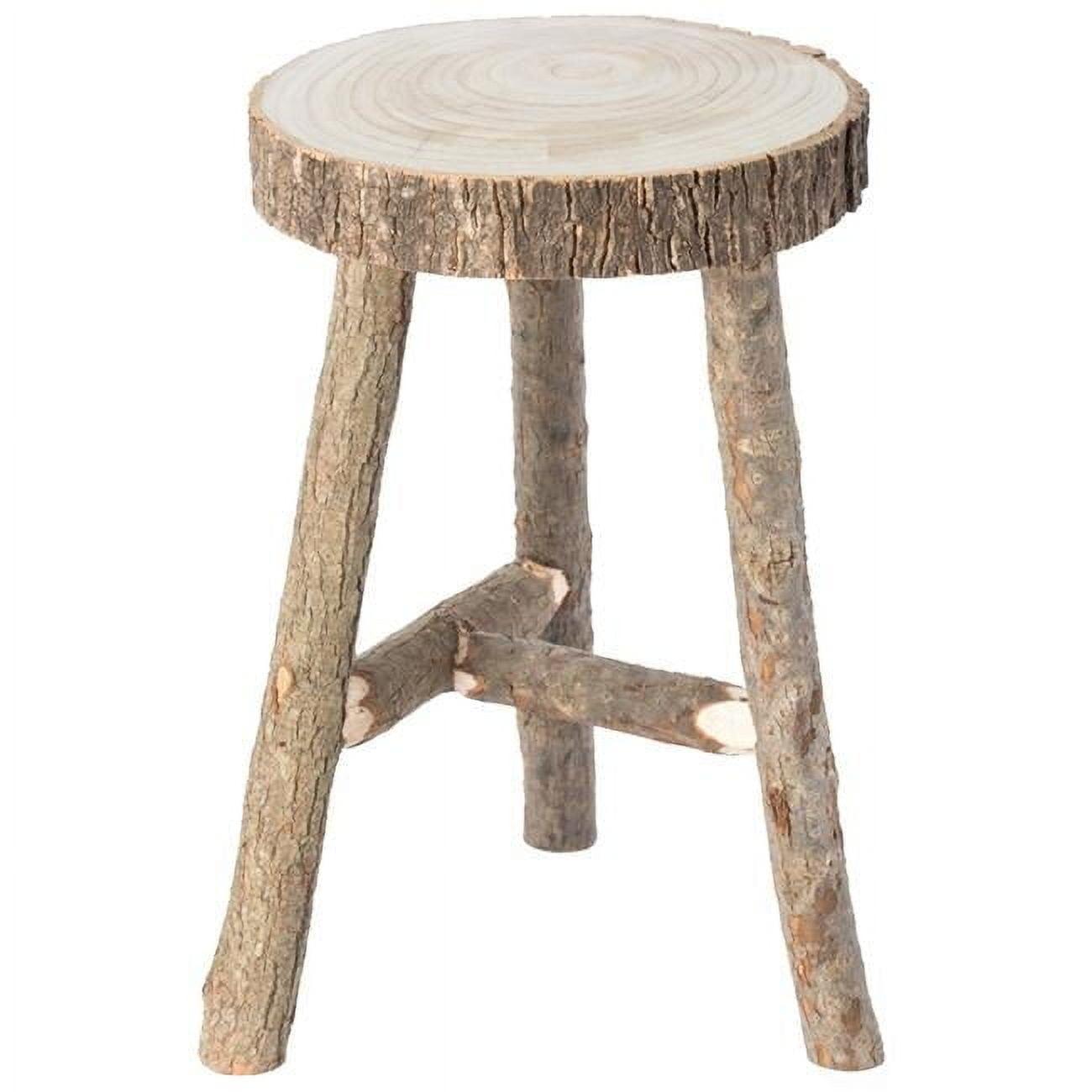 20 x 12.5 x 12.5 in. Decorative Antique Log Cabin Natural Wooden Accent Stool Side Table, Brown