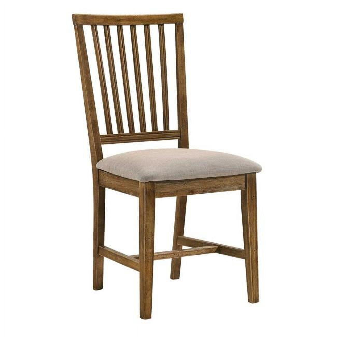 Beige Linen Upholstered Ladderback Side Chair with Wood Frame