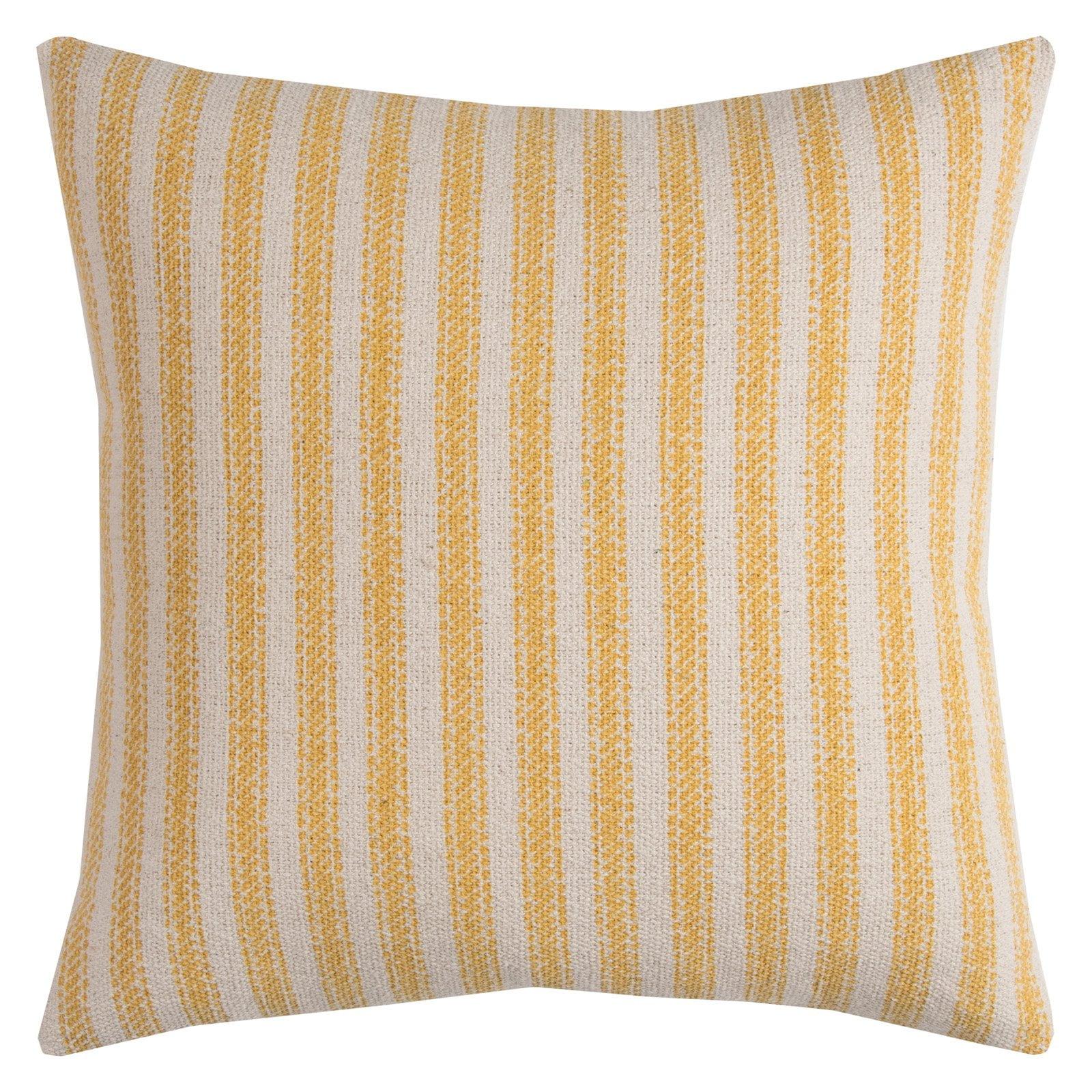 Saro Lifestyle 20"x20" Oversize Ticking Striped Square Throw Pillow Natural/Gold : 20x20 Inch Polyester, Machine Washable Cloth Napkins