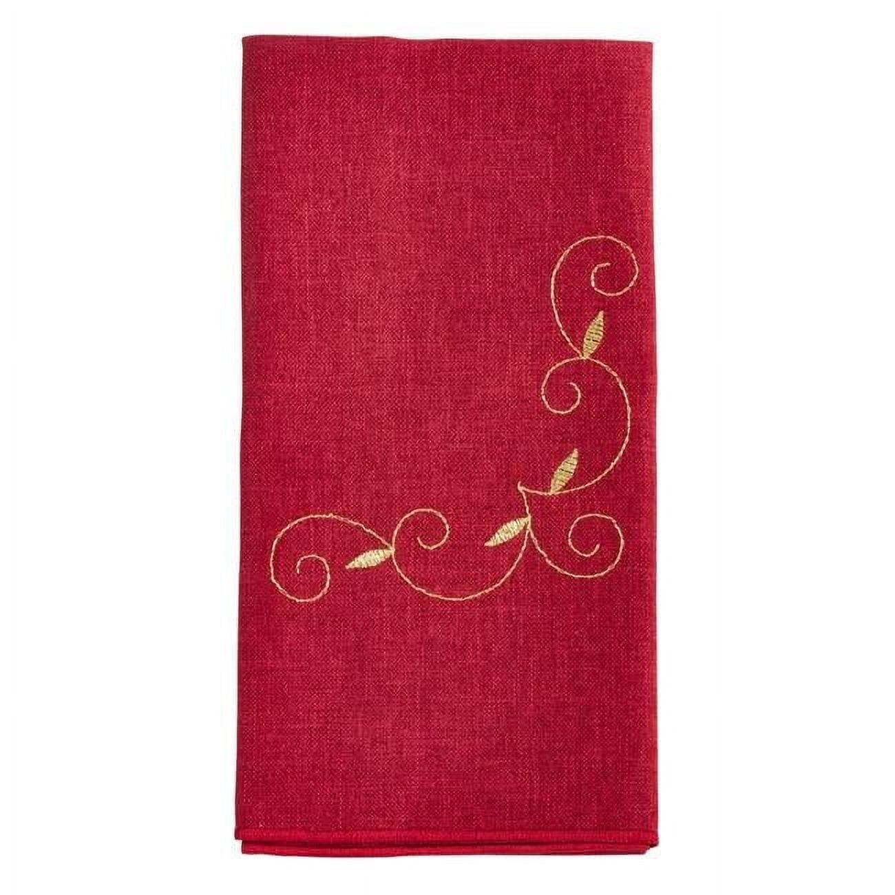 Saro Lifestyle Decorative Embroidered Holiday Napkin, 20" Square, Burgundy (Set of 4)