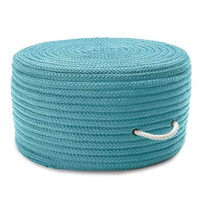 Turquoise Round Braided Pouf Ottoman, 21"x21"x12"