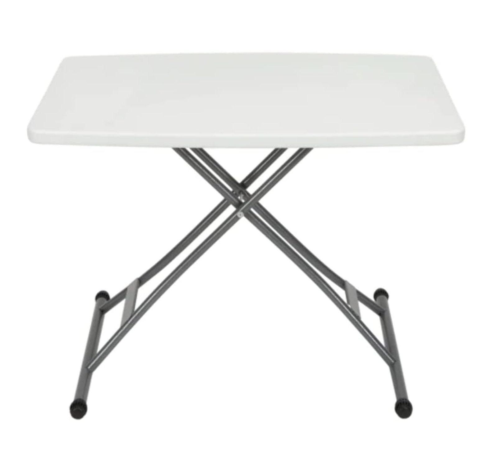 30" White and Gray Steel Rectangular Patio Table