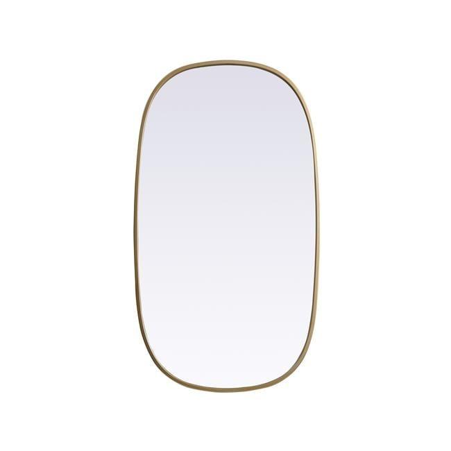 Elegant Lighting Metal Frame Oval Mirror 20x36 Inch in Brass