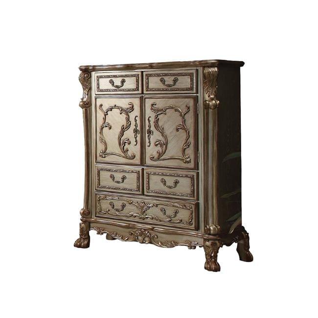 Gold Patina Bone 5-Drawer Dresser with Felt Lined Drawers