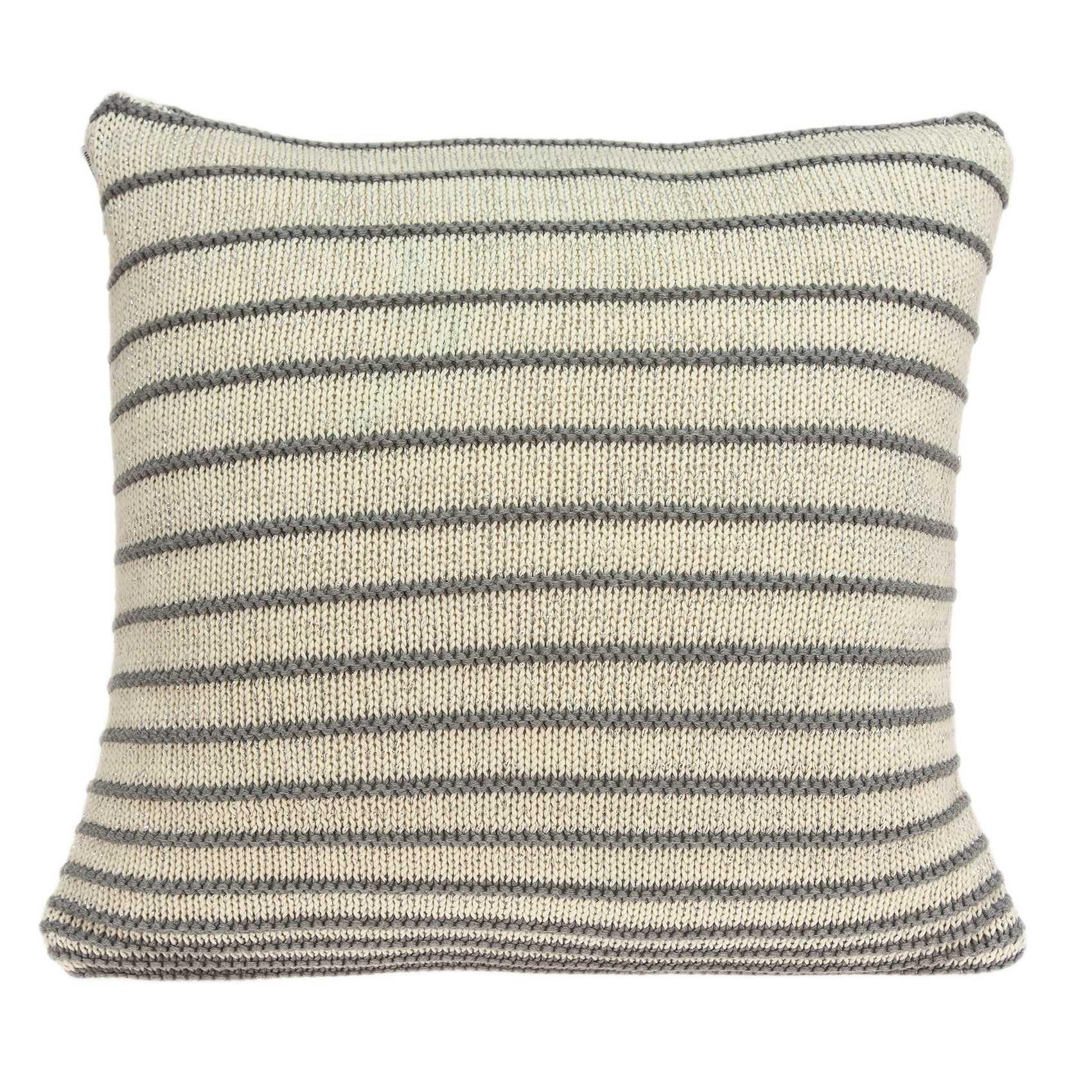 HomeRoots Striped Cotton Reversible Throw Pillow