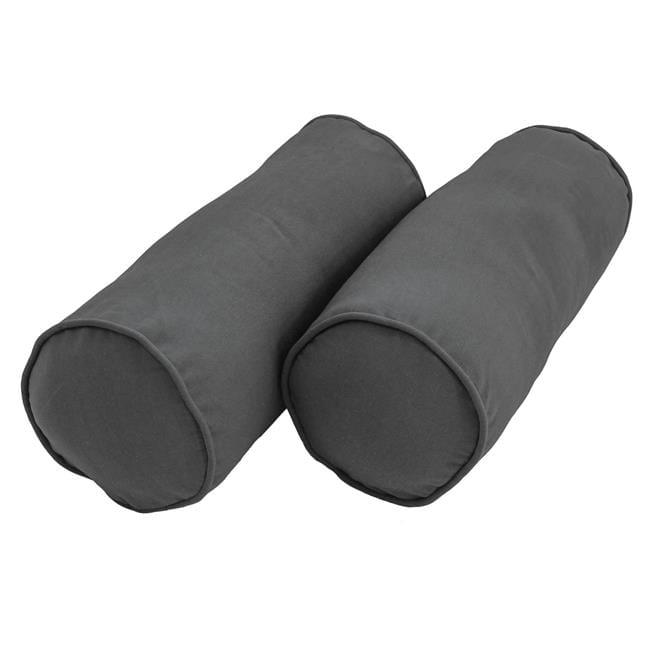 20 x 8 in. Double-Corded Solid Twill Bolster Pillows with Inserts, Steel Grey - Set of 2