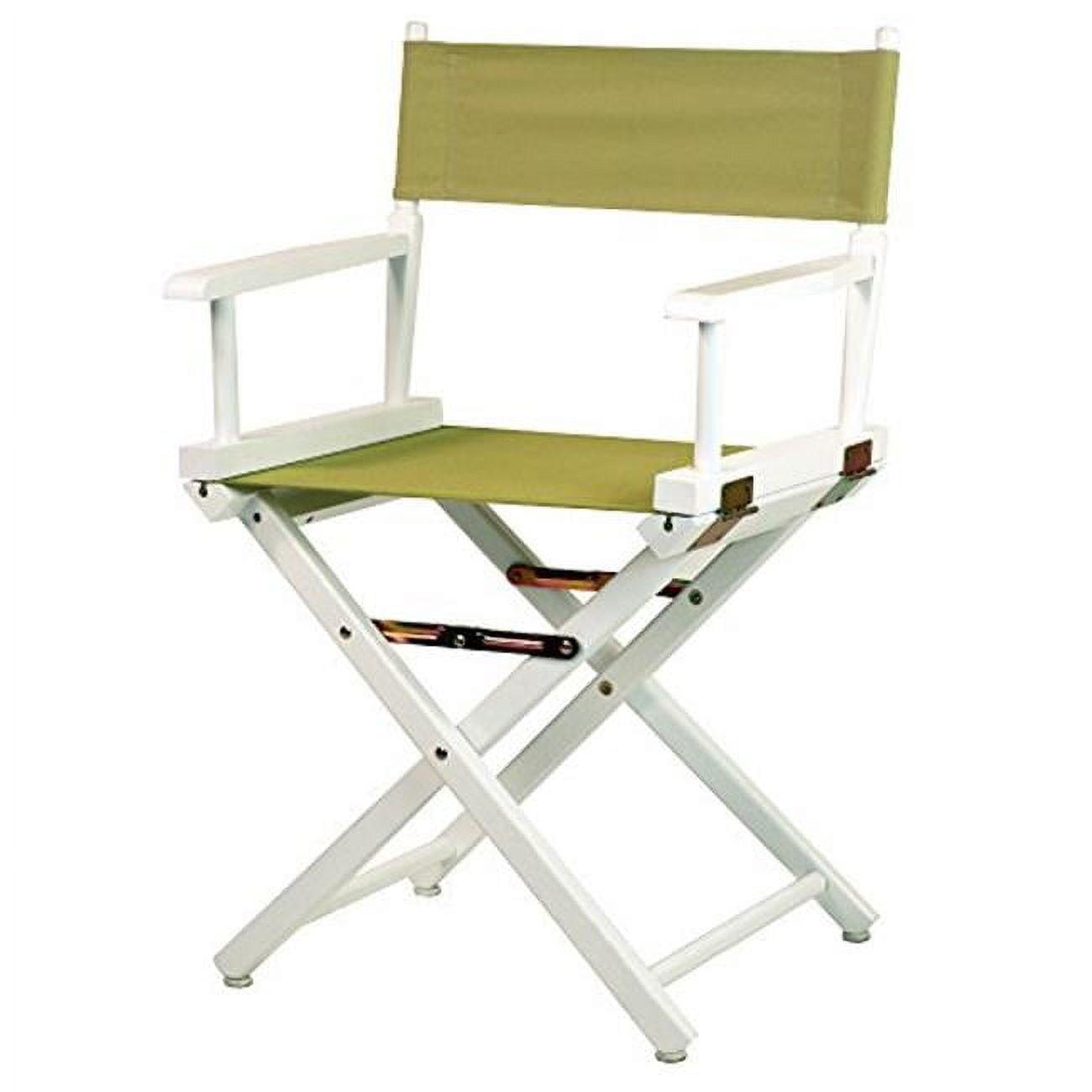 Classic White and Olive Foldable Director's Chair in Solid Wood