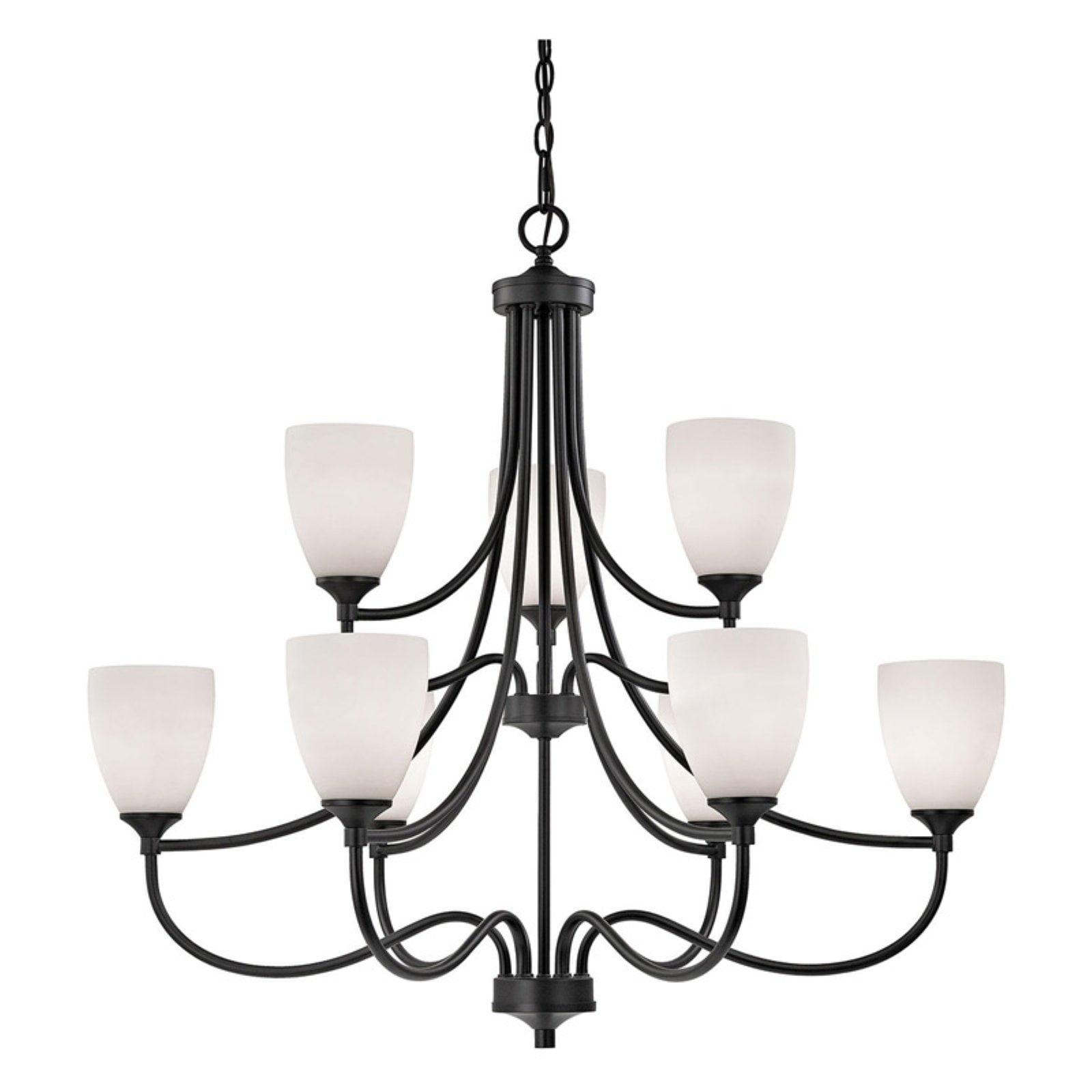 Arlington Traditional 9-Light Oil Rubbed Bronze Chandelier with White Glass