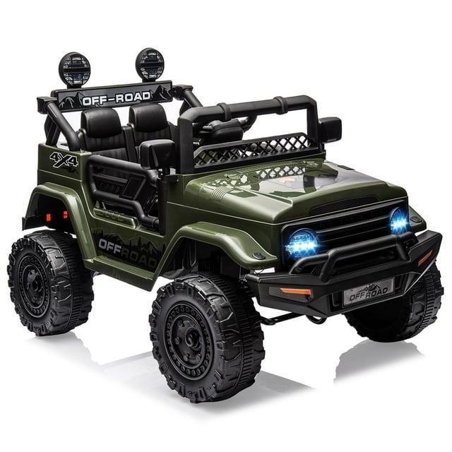 2025 New 12V Ride on Car, 2 Seater Electric Car with Remote Control, Spring Suspension, LED Lights, 3 Speeds, Ride on Truck Car, Great Gift for Kids Boys Girls