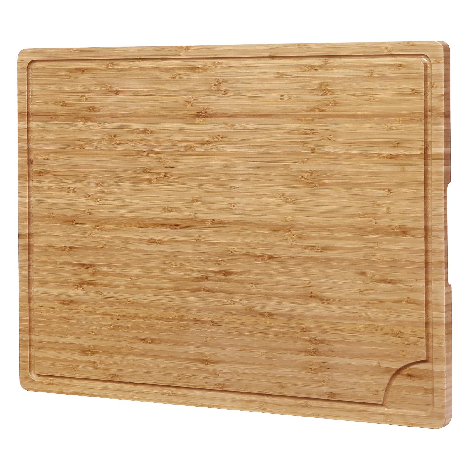 2024 New 24 Inch Extra Large Bamboo Cutting Board for Kitchen, Heavy Duty Wood Kitchen Stovetop Cover Chopping Board with Side Handles and Groove, 100% Organic Bamboo