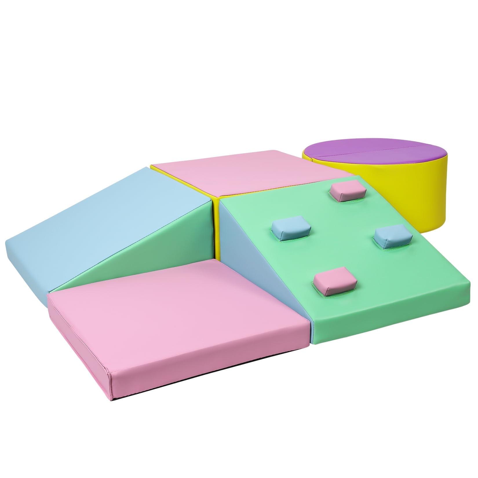 Pastel Foam Climbing Blocks Set for Toddlers and Preschoolers